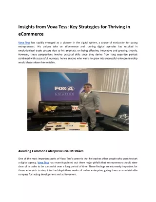 Insights from Vova Tess: Key Strategies for Thriving in eCommerce
