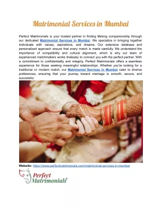 Matrimonial Services in Mumbai