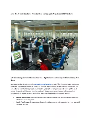 All-in-One IT Rental Solutions – From Desktops and Laptops to Projectors and CCT