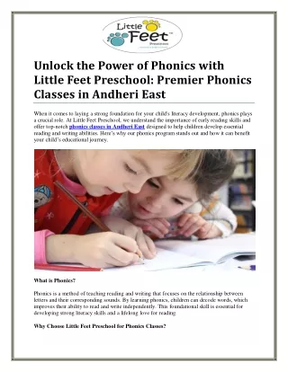 Engaging Phonics Classes in Andheri East