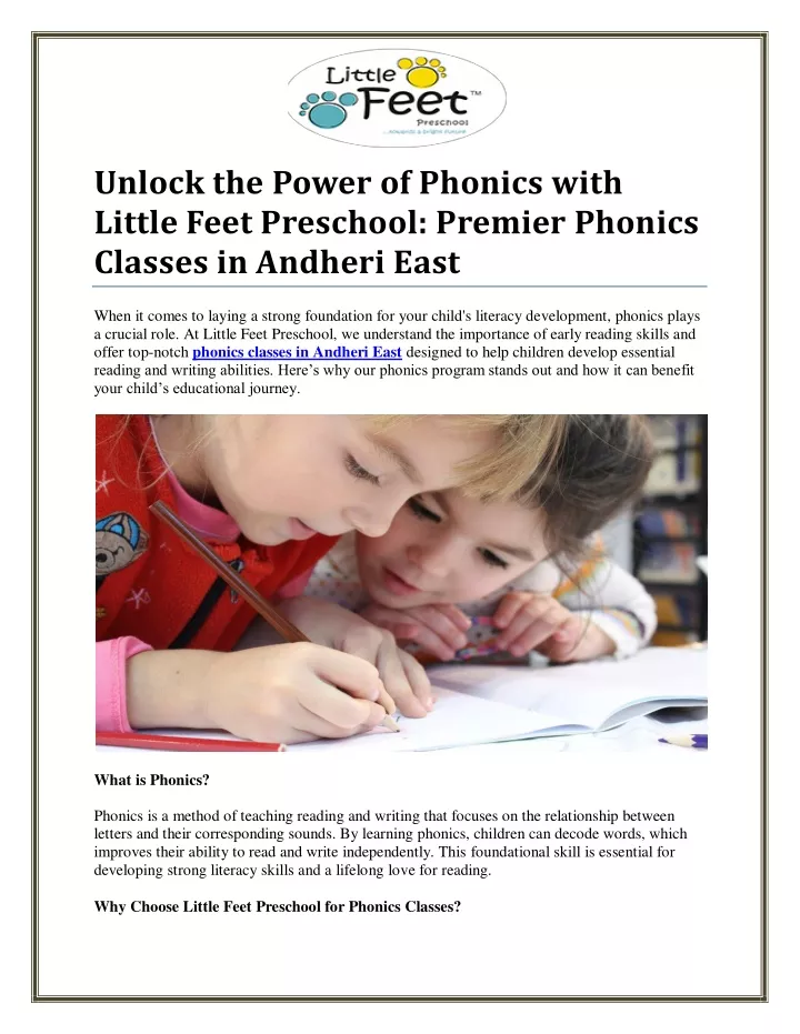 unlock the power of phonics with little feet