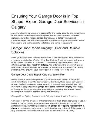 Ensuring Your Garage Door is in Top Shape_ Expert Garage Door Services in Calgary