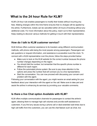 What is the 24 hour Rule for KLM