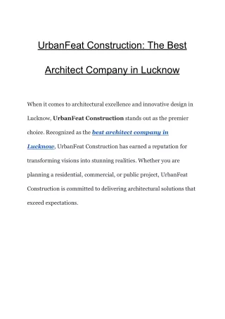 UrbanFeat Construction_ The Best Architect Company in Lucknow