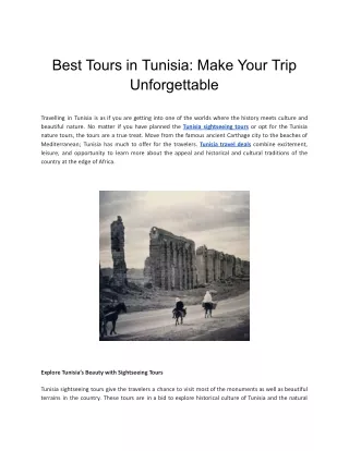 Best Tours in Tunisia_ Make Your Trip Unforgettable