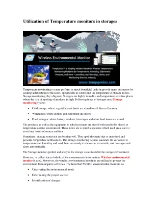 Utilization of Temperature monitors in storages