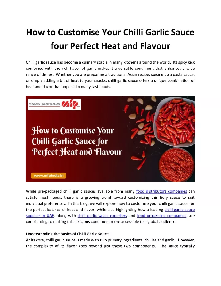 how to customise your chilli garlic sauce four