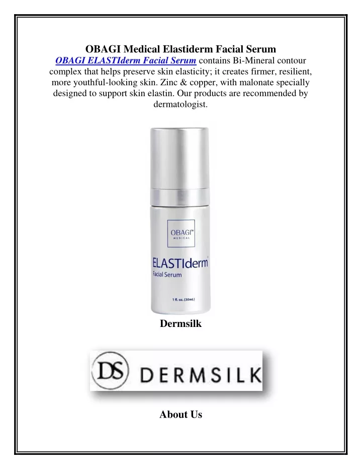 obagi medical elastiderm facial serum obagi