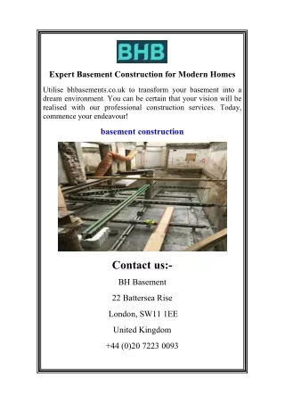 Expert Basement Construction for Modern Homes