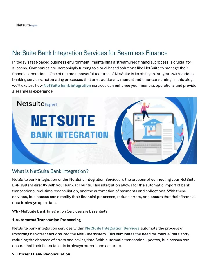 netsuite bank integration services for seamless