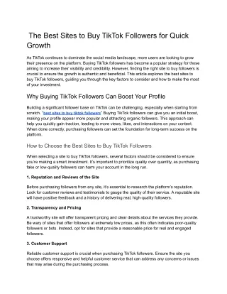 The Best Sites to Buy TikTok Followers for Quick Growth