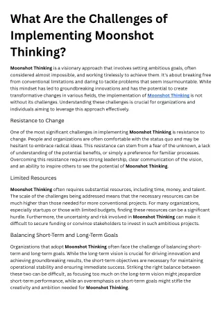 What Are the Challenges of Implementing Moonshot Thinking