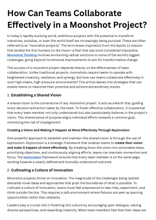 How Can Teams Collaborate Effectively in a Moonshot Project