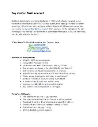 The Most Important Elements Of  Buy Verified Skrill Account