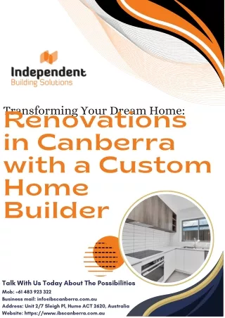 Transforming Your Dream Home Renovations in Canberra with a Custom Home Builder