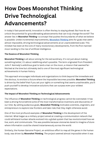 How Does Moonshot Thinking Drive Technological Advancements