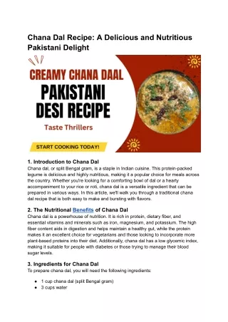 Chana Dal Recipe_ A Delicious and Nutritious Pakistani Delight