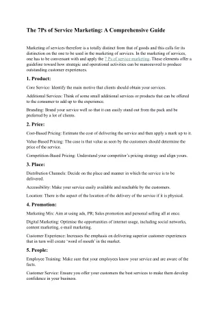 Understanding the 7 P’s of Service Marketing Mix