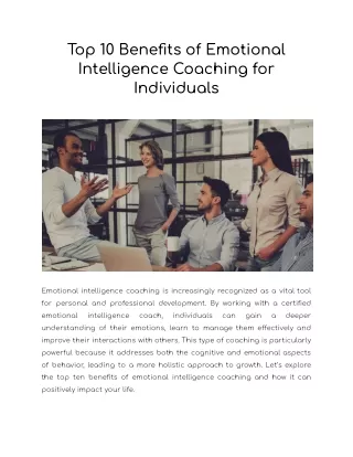 Top 10 Benefits of Emotional Intelligence Coaching for Individuals
