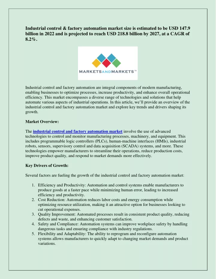 industrial control factory automation market size