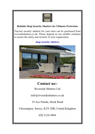 Reliable Shop Security Shutters for Ultimate Protection