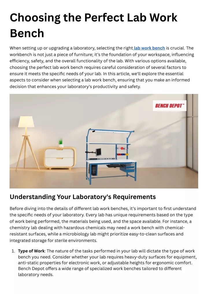 choosing the perfect lab work bench