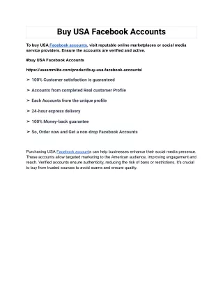 Buy USA Facebook Accounts