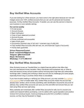 Buy Verified Wise Accounts