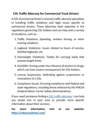 CDL Traffic Attorney for Commercial Truck Drivers