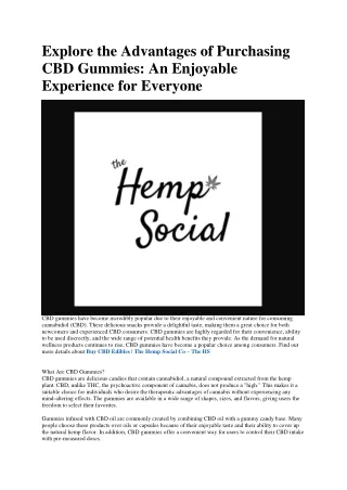CBD Edibles - The Hemp Social Co – The HS
