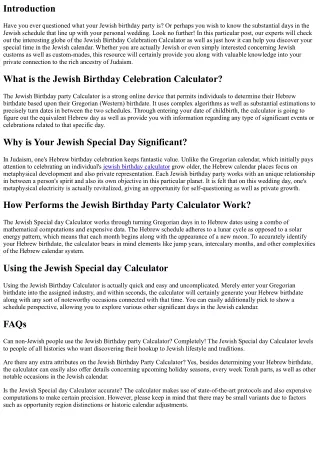 Jewish Special Day Calculator: Uncovering your Exclusive Date