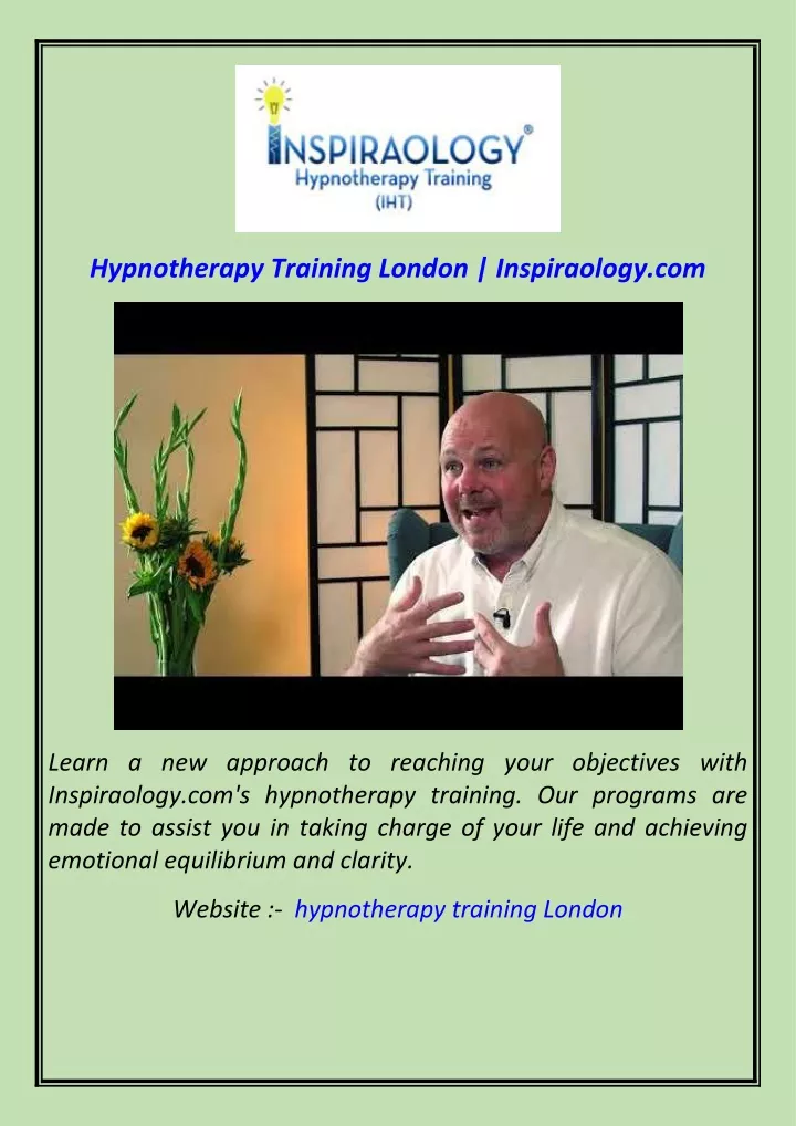 hypnotherapy training london inspiraology com