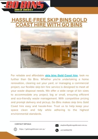 Hassle-Free Skip Bins Gold Coast Hire with Go Bins