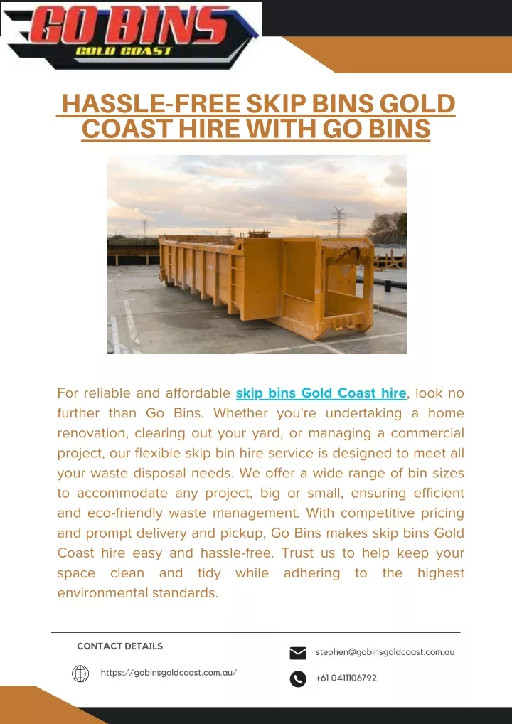 hassle free skip bins gold coast hire with go bins