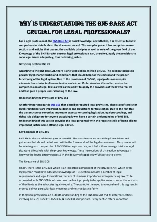 Why is Understanding the BNS Bare Act Crucial for Legal Professionals