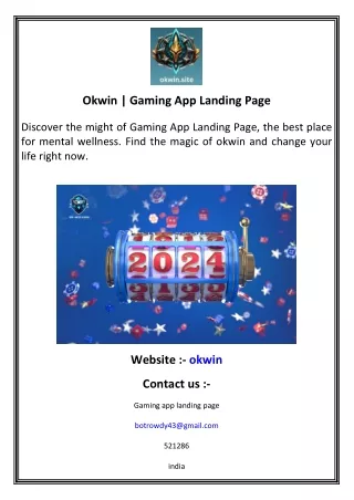 okwin gaming app landing page