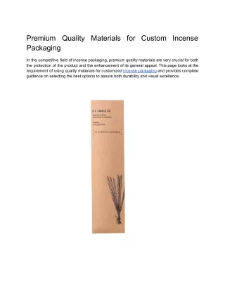 premium quality materials for custom incense
