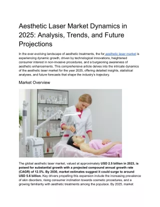 Aesthetic Laser Market Dynamics in 2025: Analysis, Trends, and Future Projection