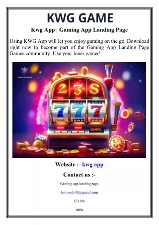 kwg app gaming app landing page