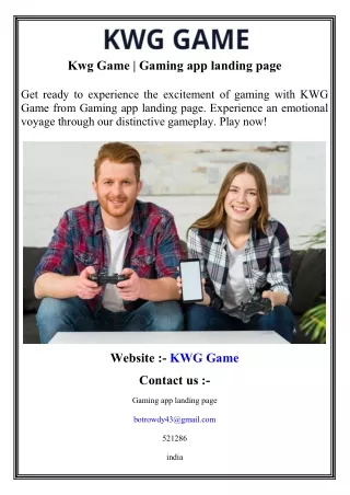 kwg game gaming app landing page