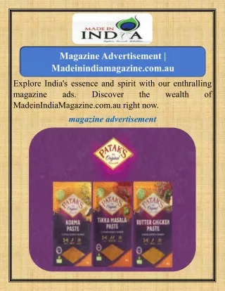 Magazine Advertisement   Madeinindiamagazine.com.au