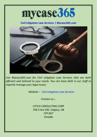Civil Litigation Law Services  Mycase365.com