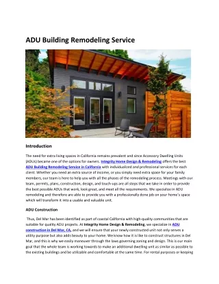 ADU Building Remodeling Service