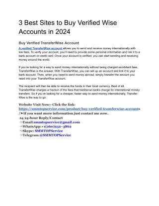 3 Best Sites to Buy Verified Wise Accounts in 2024