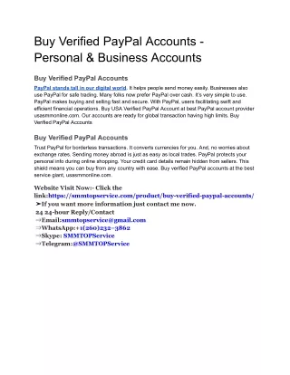 Buy Verified PayPal Accounts - Personal & Business Accounts