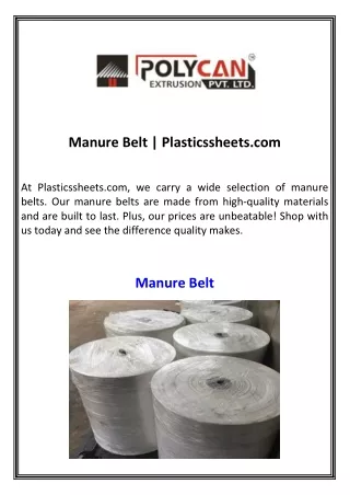 Manure Belt Plasticssheets.com