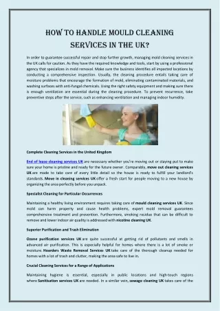 how to handle mould cleaning services in the uk