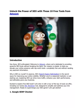 Unlock the Power of SEO with These 10 Free Tools from Adxoom