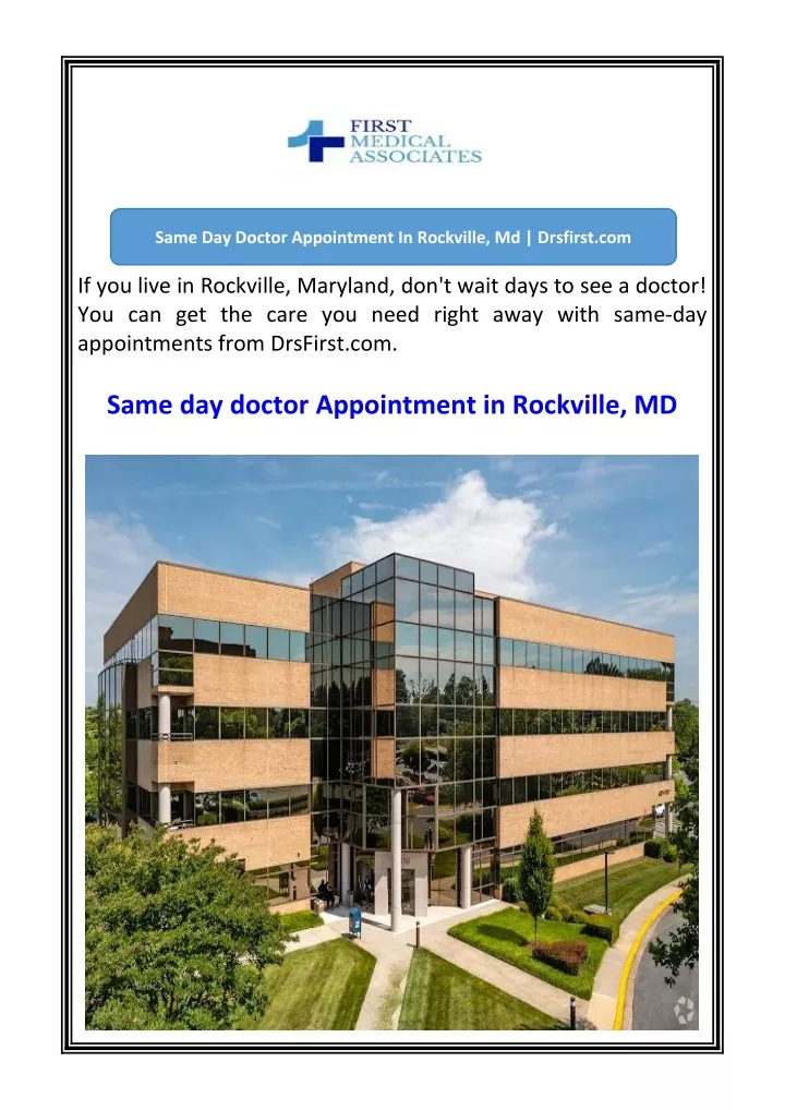 same day doctor appointment in rockville