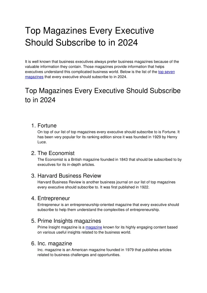 top magazines every executive should subscribe